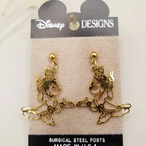 Fantasia's Sorcerer's Apprentice Mickey Mouse Gold Tone Post Earrings - Picture 1 of 3